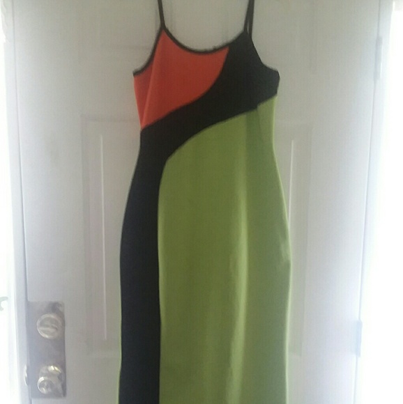 💜Colorblock Maxi Dress Sz L💜 - Picture 2 of 7